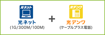 光ネット（1G/300M/100M）＋光デンワ（ケーブルプラス電話）