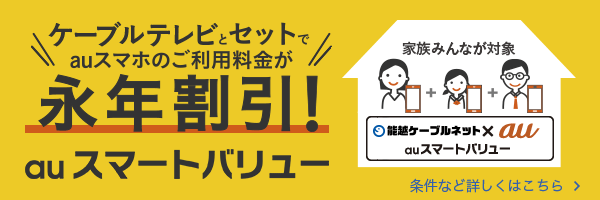 ケーブルテレビとセットでauスマホのご利用料金が永年割引！auスマートバリュー 条件などくわしくはこちら