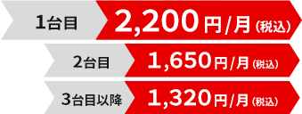 1台目2,200円/月（税込）・2台目1,650円/月（税込）・3台目以降1,320円/月（税込）