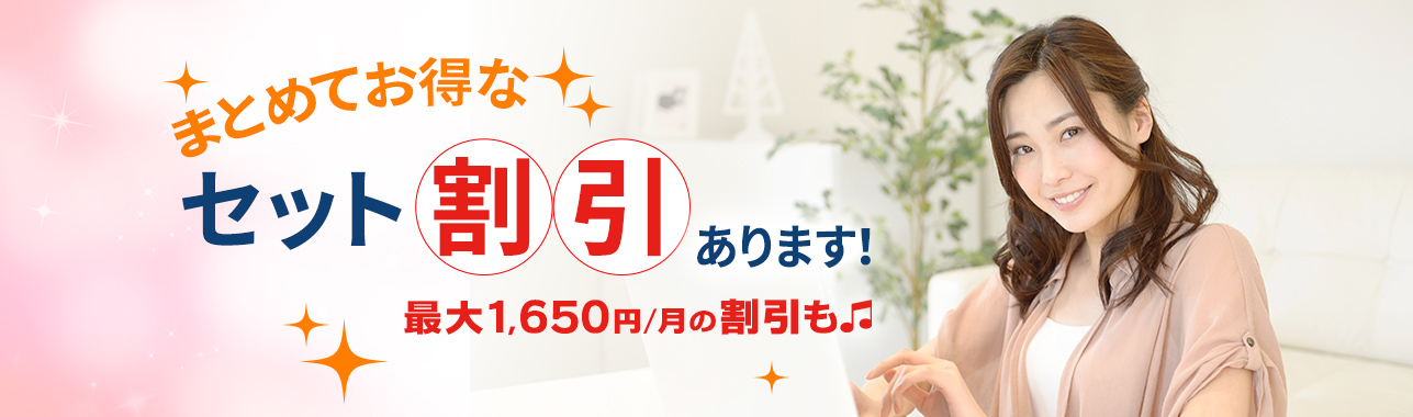 まとめてお得なセット割引あります！最大月1,650円の割引も